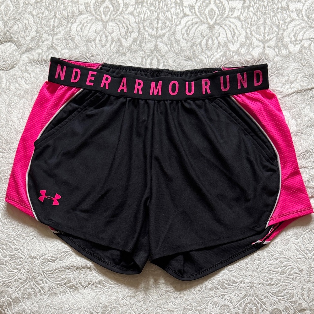 Under Armour Women's Black Shorts with Pink Accents